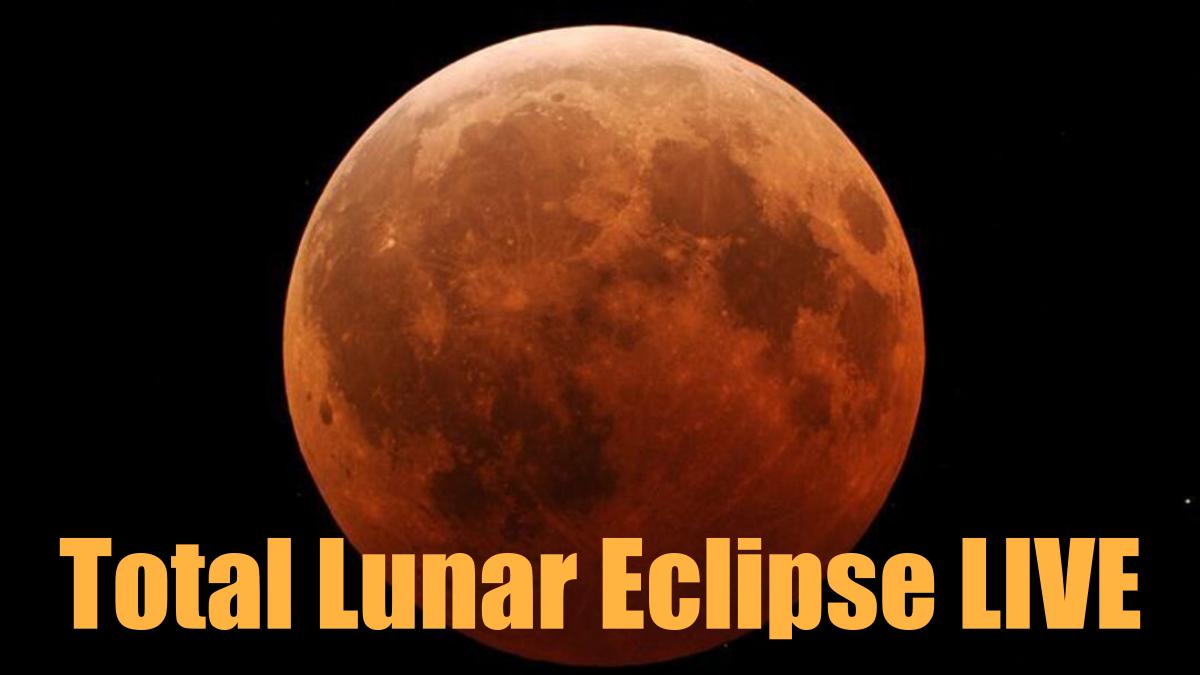 Blood Moon glowing red during the total lunar eclipse 2025 night sky