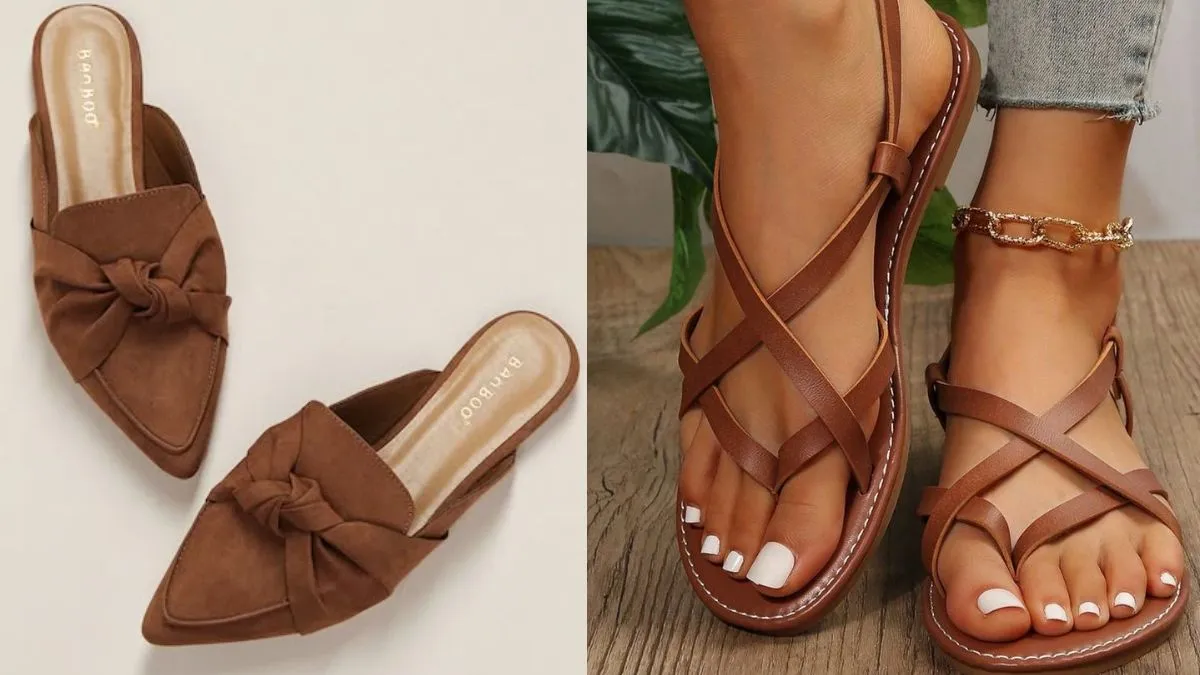 Flat gold sandals for women casual look