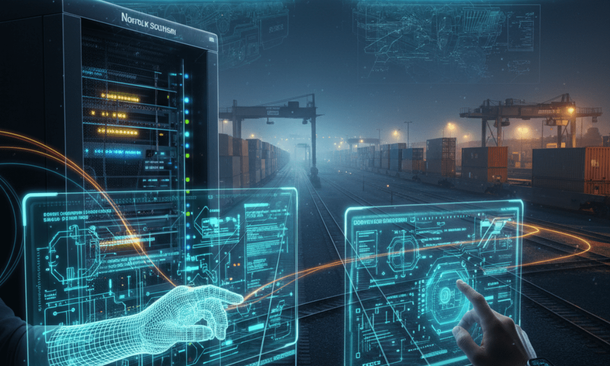 Norfolk Southern rail network spanning over 19,000 route miles across the United States