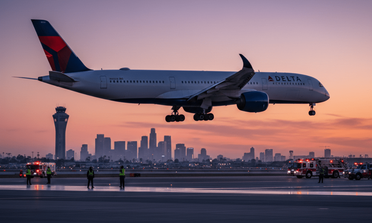 Delta Air Lines Airbus A350-900 parked at an airport gate