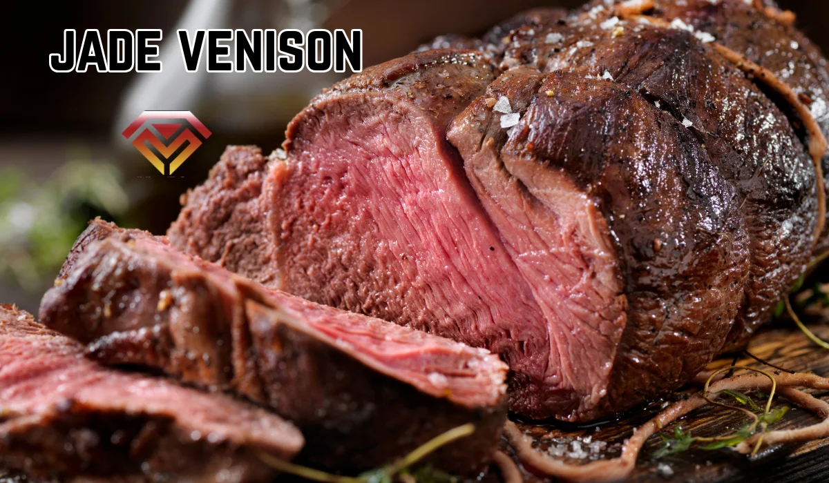 Gourmet jade venison dish served with seasonal green vegetables